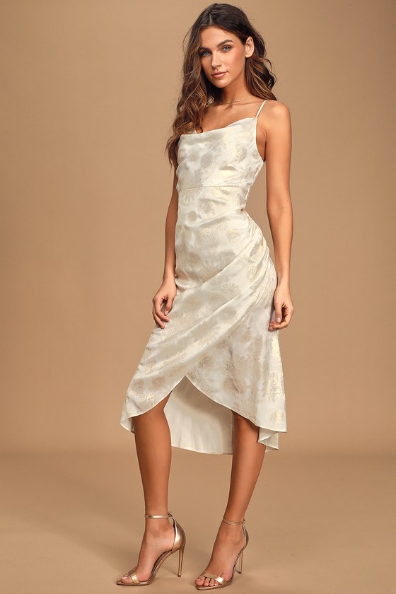 White Slip Dress - Gold Floral Dress ...